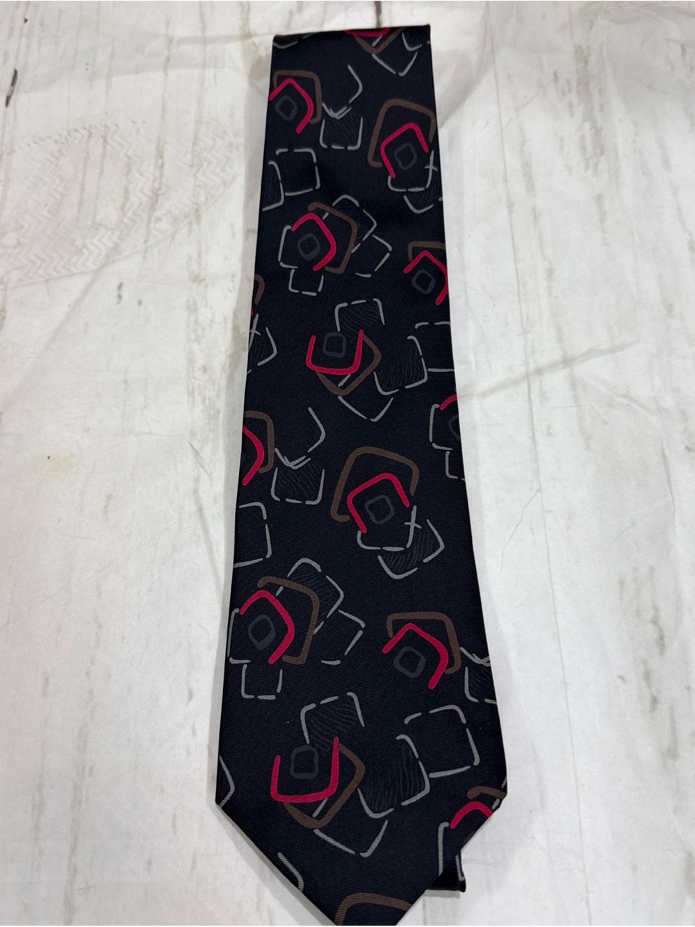 Robert Talbott Bricks Black White Geometric 100% Silk Tie-hand Made in Canada